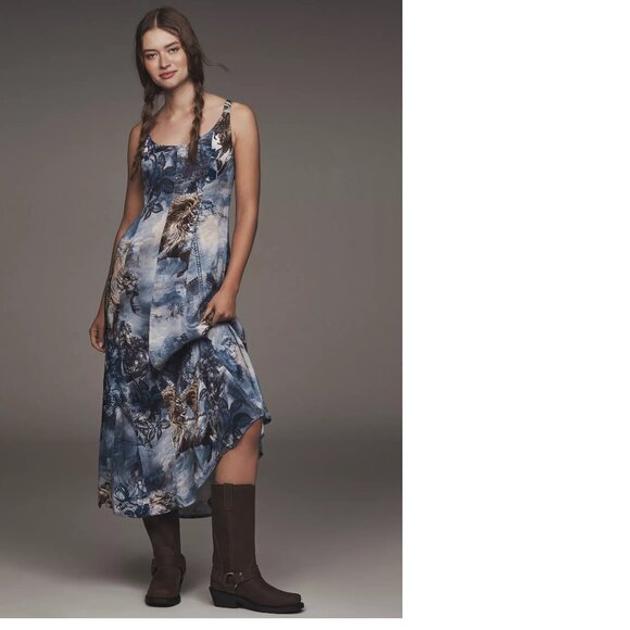 Anthropologie Pilcro Sleeveless Scoop-Next Midi Dress size M blue nwt NEW - Picture 1 of 8